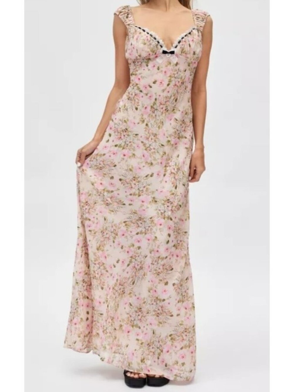 For Love & Lemons Emmaline Maxi Dress Vintage Floral Romantic Coquet Womens XS